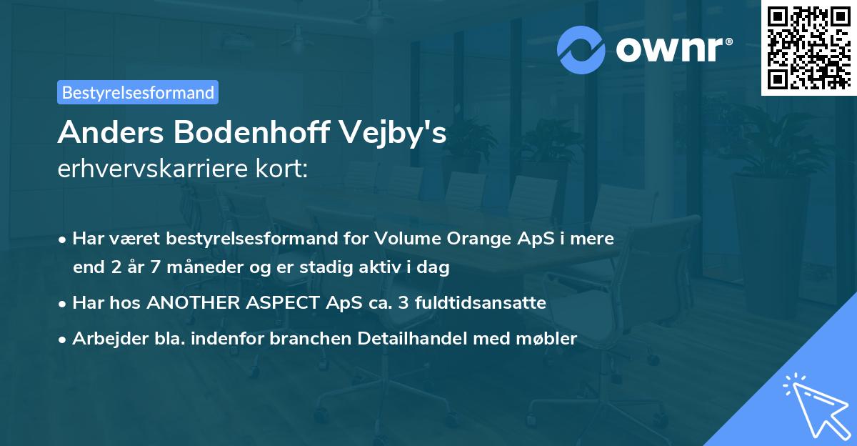 Anders Bodenhoff Vejby's erhvervskarriere kort