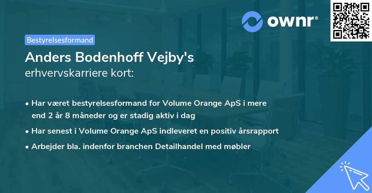 Anders Bodenhoff Vejby's erhvervskarriere kort