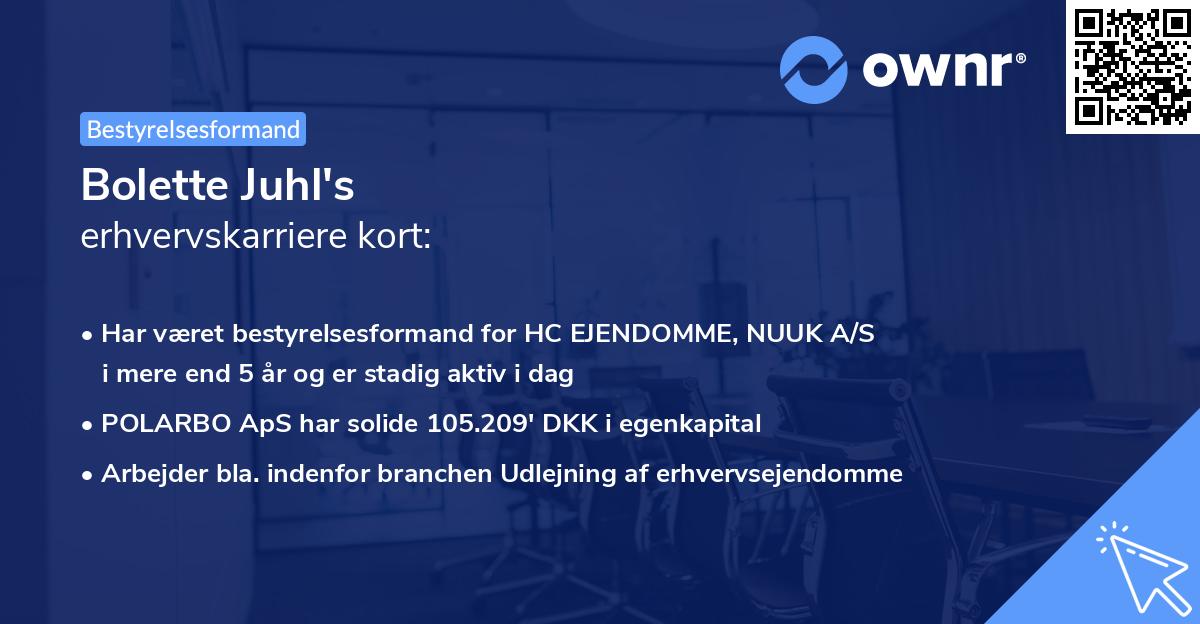 Bolette Juhl's erhvervskarriere kort