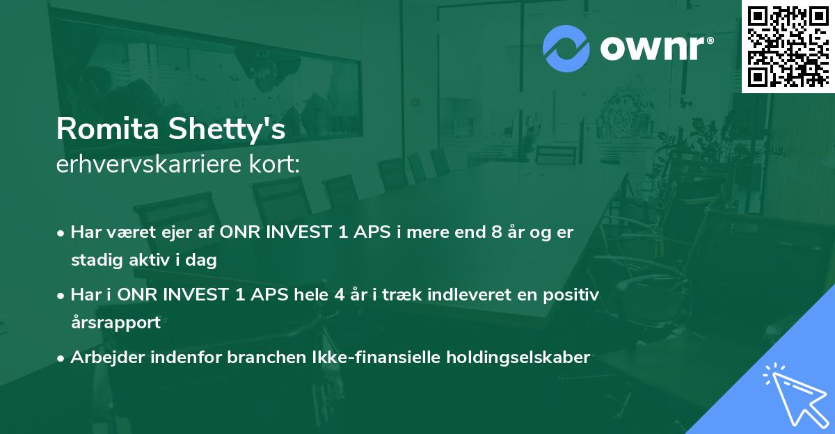 Romita Shetty's erhvervskarriere kort