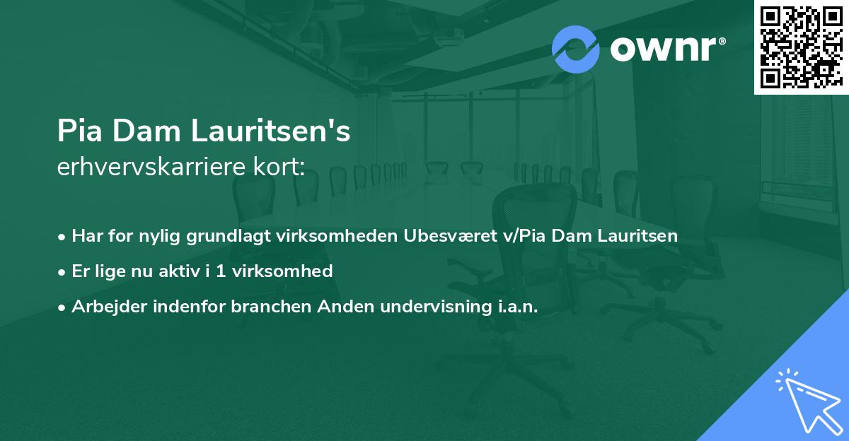 Pia Dam Lauritsen's erhvervskarriere kort