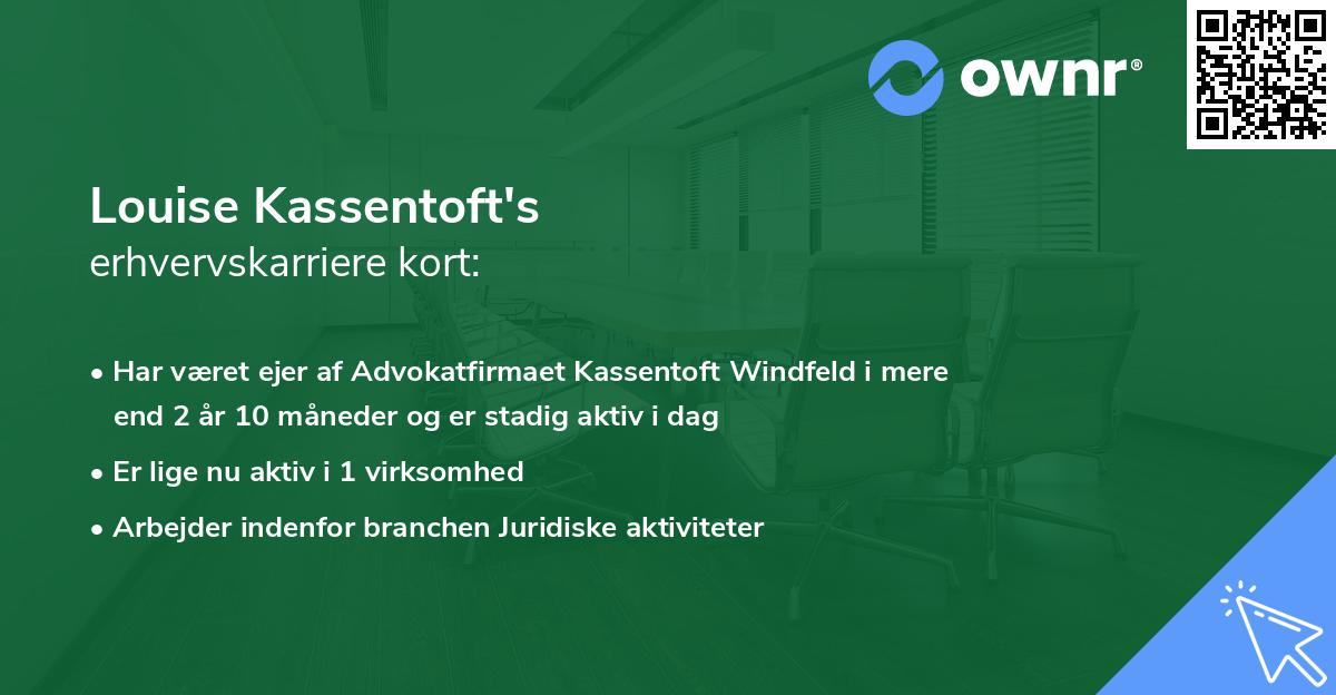 Louise Kassentoft's erhvervskarriere kort