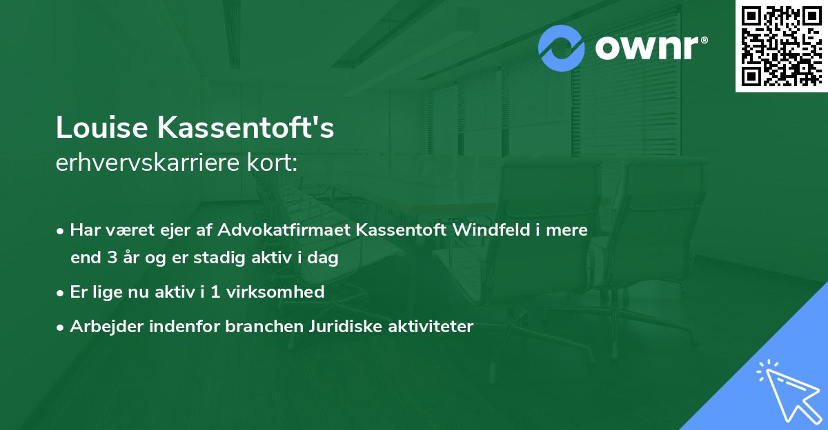 Louise Kassentoft's erhvervskarriere kort