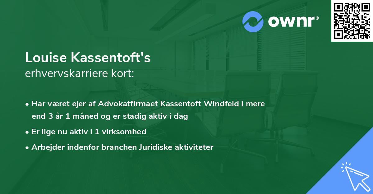 Louise Kassentoft's erhvervskarriere kort