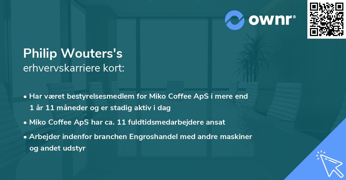 Philip Wouters's erhvervskarriere kort