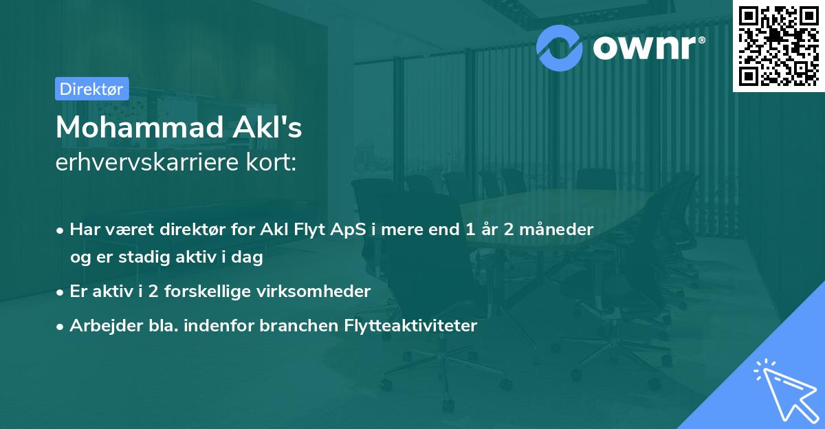 Mohammad Akl's erhvervskarriere kort