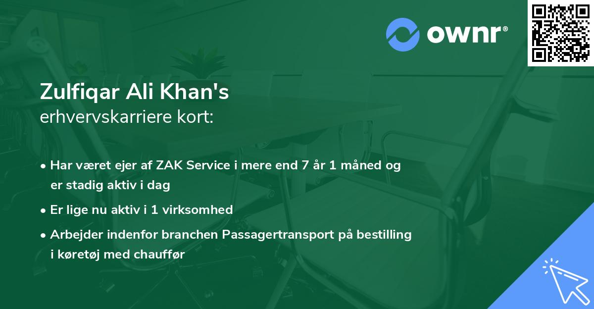 Zulfiqar Ali Khan's erhvervskarriere kort