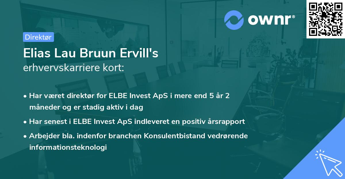 Elias Lau Bruun Ervill's erhvervskarriere kort