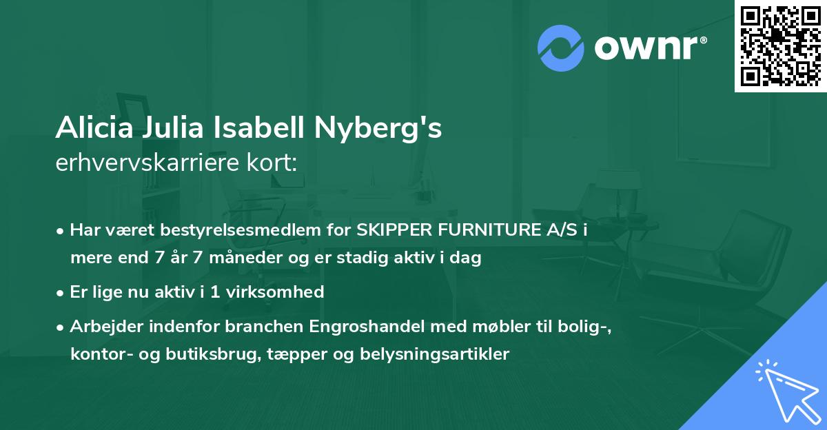 Alicia Julia Isabell Nyberg's erhvervskarriere kort
