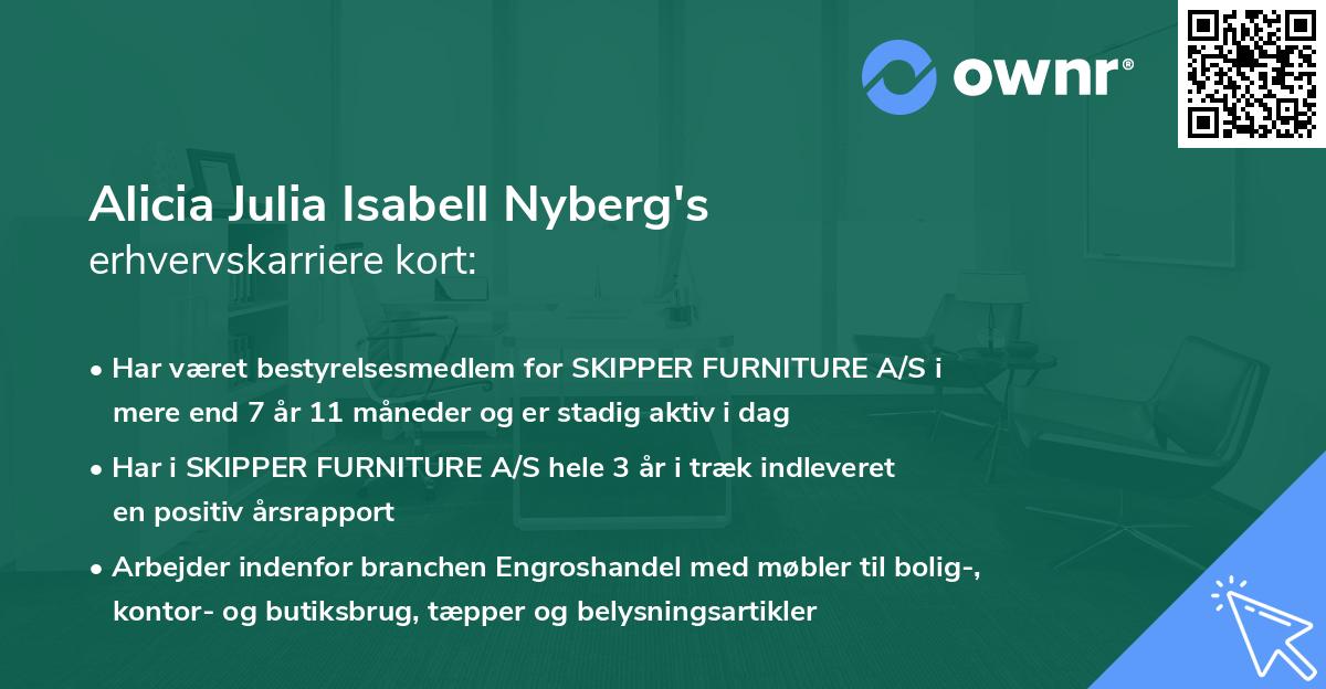 Alicia Julia Isabell Nyberg's erhvervskarriere kort