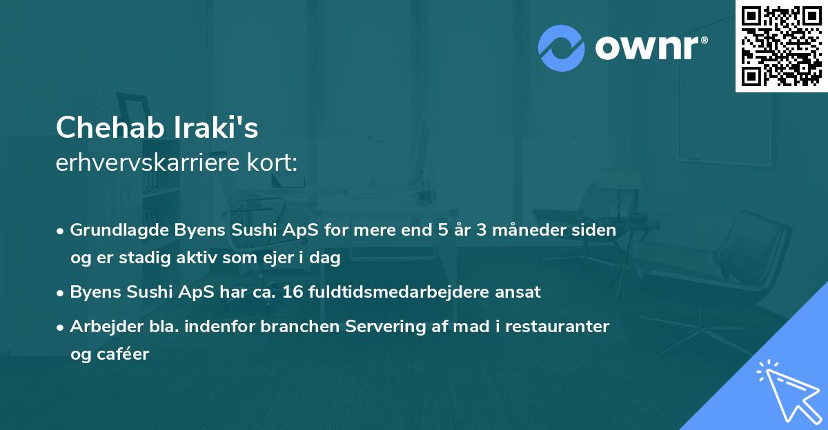 Chehab Iraki's erhvervskarriere kort