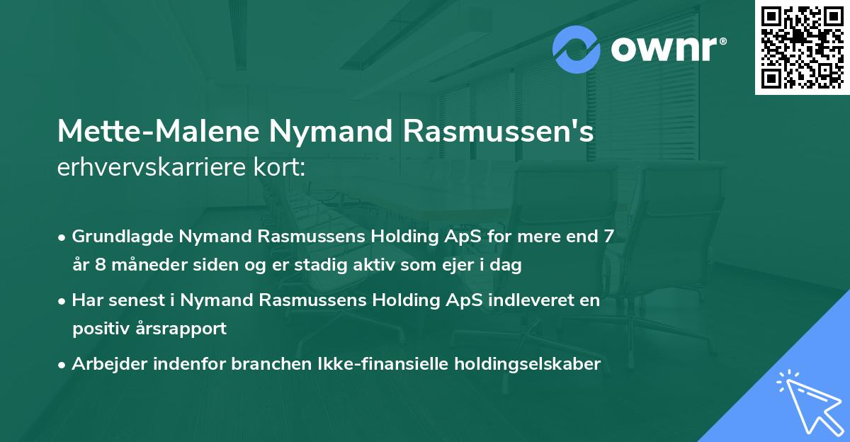 Mette-Malene Nymand Rasmussen's erhvervskarriere kort