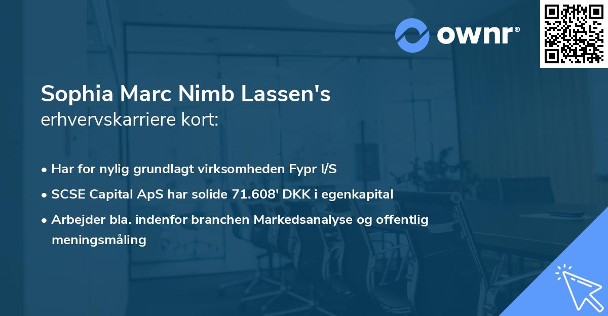 Sophia Marc Nimb Lassen's erhvervskarriere kort