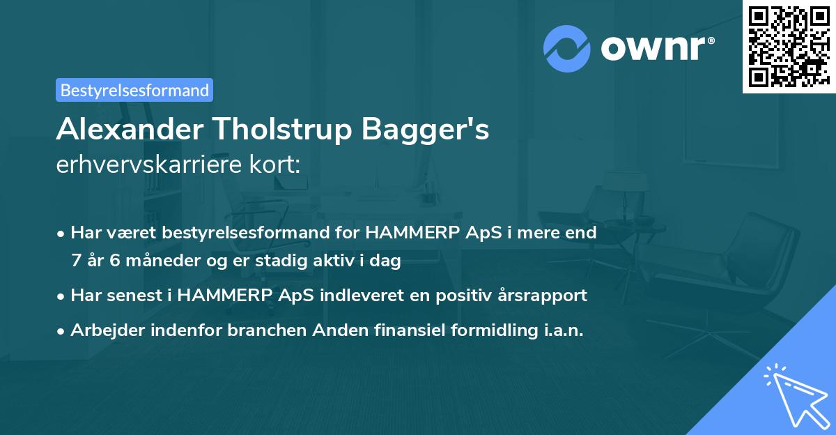 Alexander Tholstrup Bagger's erhvervskarriere kort