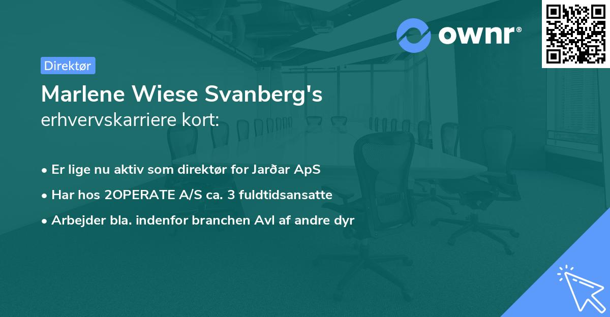 Marlene Wiese Svanberg's erhvervskarriere kort