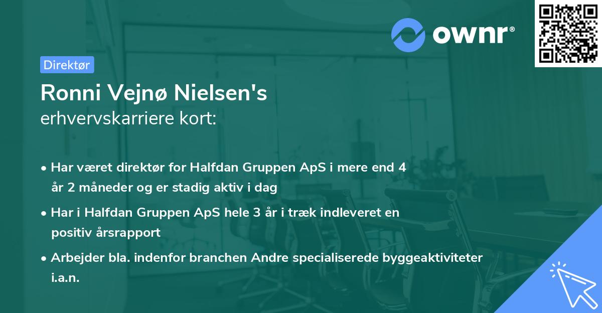 Ronni Vejnø Nielsen's erhvervskarriere kort