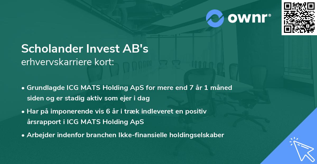Scholander Invest AB's erhvervskarriere kort