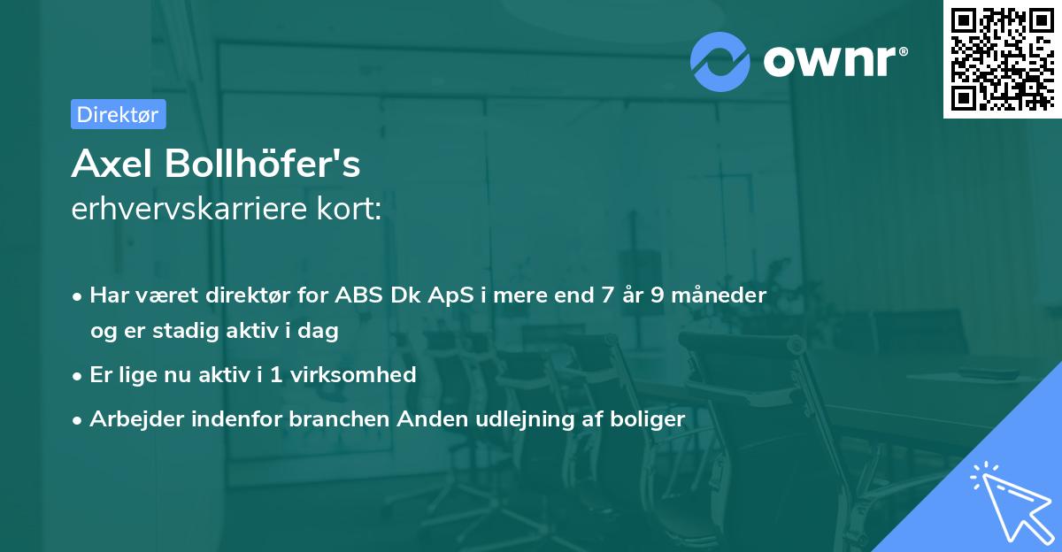 Axel Bollhöfer's erhvervskarriere kort