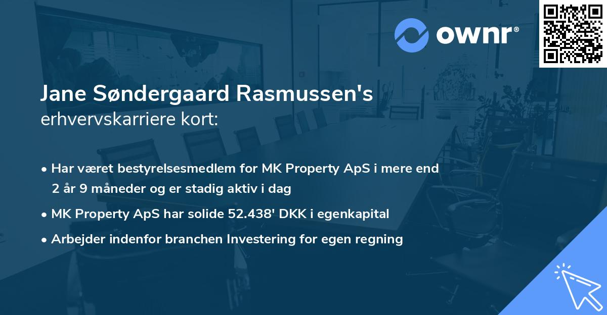 Jane Søndergaard Rasmussen's erhvervskarriere kort