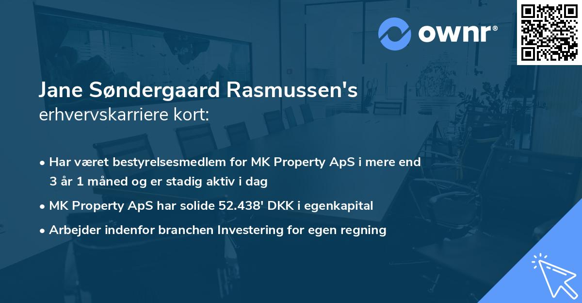 Jane Søndergaard Rasmussen's erhvervskarriere kort