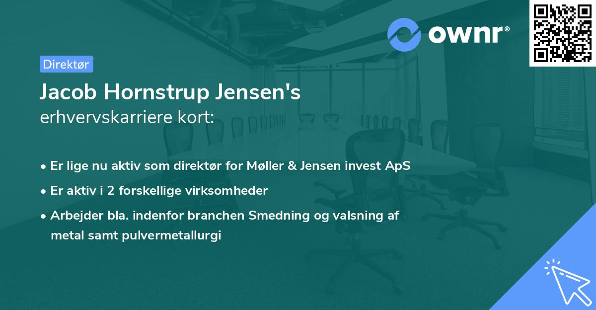 Jacob Hornstrup Jensen's erhvervskarriere kort