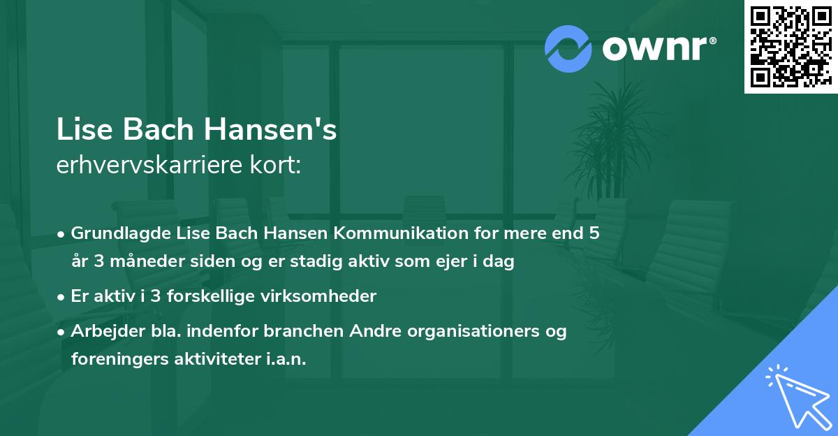 Lise Bach Hansen's erhvervskarriere kort