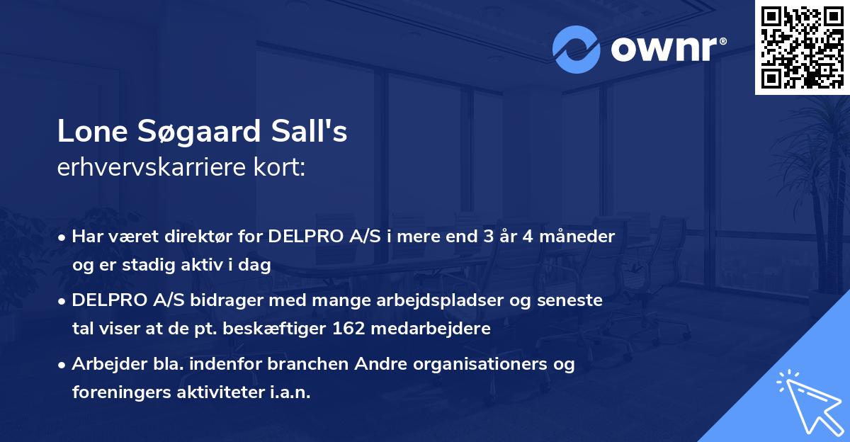 Lone Søgaard Sall's erhvervskarriere kort