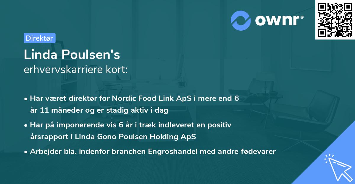 Linda Poulsen's erhvervskarriere kort