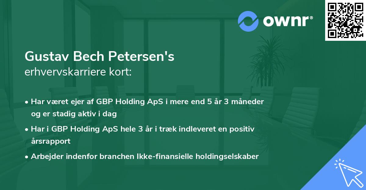 Gustav Bech Petersen's erhvervskarriere kort