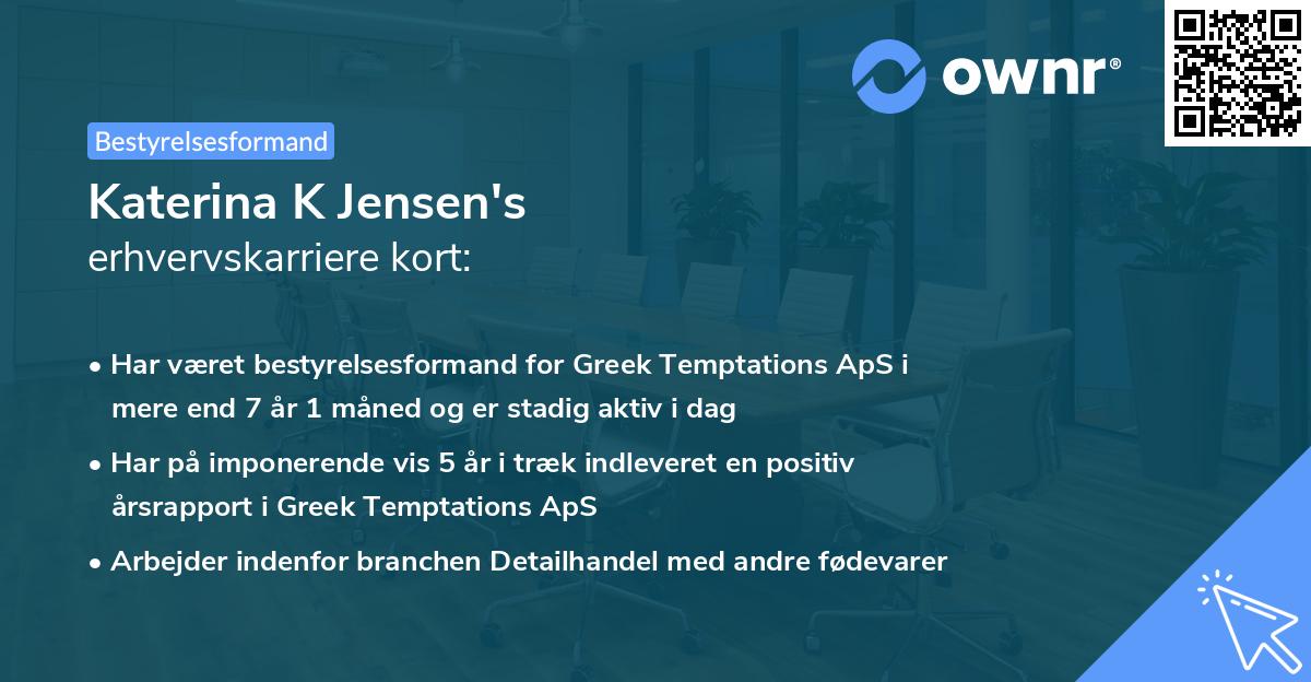 Katerina K Jensen's erhvervskarriere kort