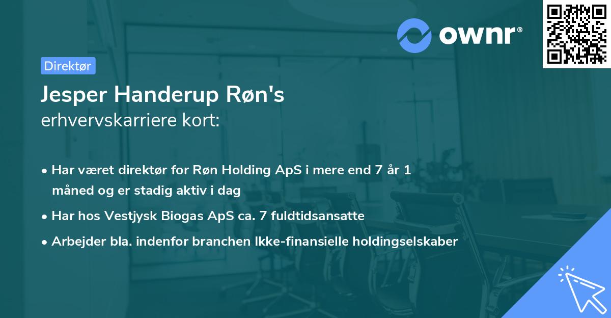 Jesper Handerup Røn's erhvervskarriere kort