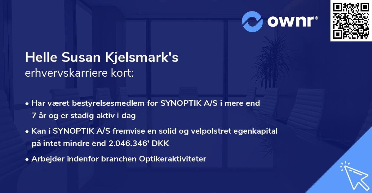 Helle Susan Kjelsmark's erhvervskarriere kort