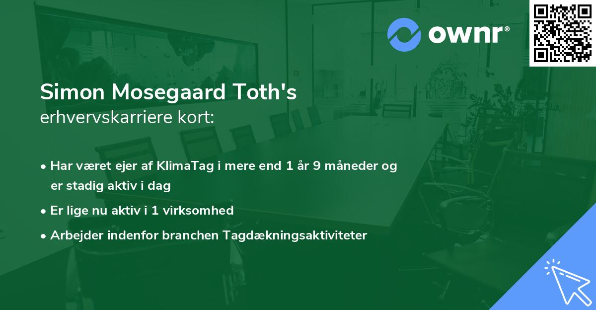 Simon Mosegaard Toth's erhvervskarriere kort