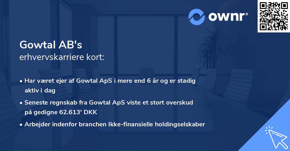 Gowtal AB's erhvervskarriere kort