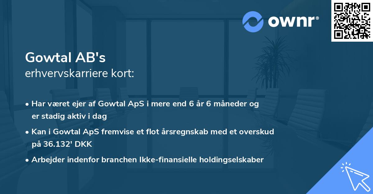 Gowtal AB's erhvervskarriere kort