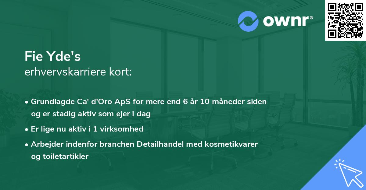 Fie Yde's erhvervskarriere kort