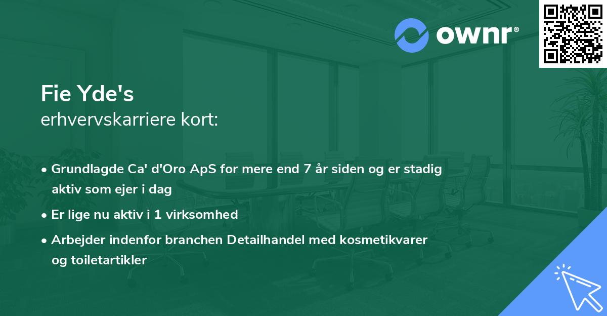 Fie Yde's erhvervskarriere kort
