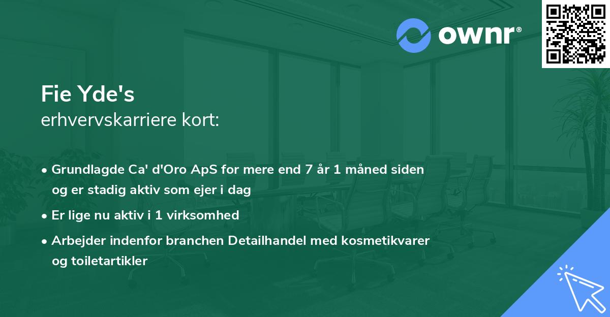 Fie Yde's erhvervskarriere kort
