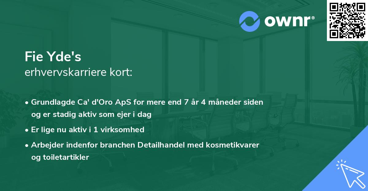 Fie Yde's erhvervskarriere kort