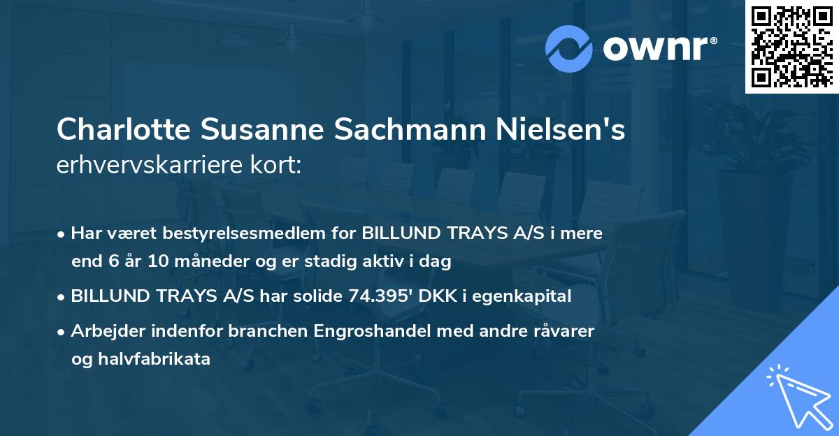 Charlotte Susanne Sachmann Nielsen's erhvervskarriere kort