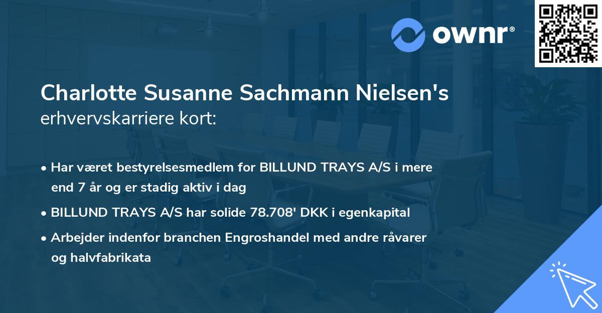 Charlotte Susanne Sachmann Nielsen's erhvervskarriere kort