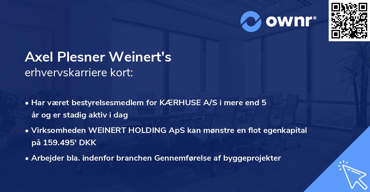 Axel Plesner Weinert's erhvervskarriere kort