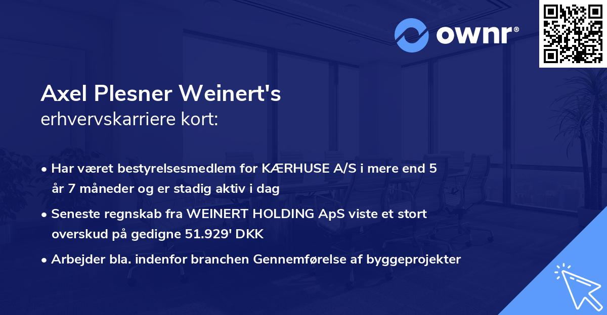 Axel Plesner Weinert's erhvervskarriere kort