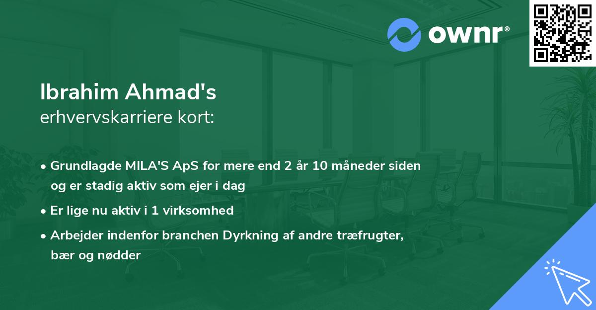 Ibrahim Ahmad's erhvervskarriere kort