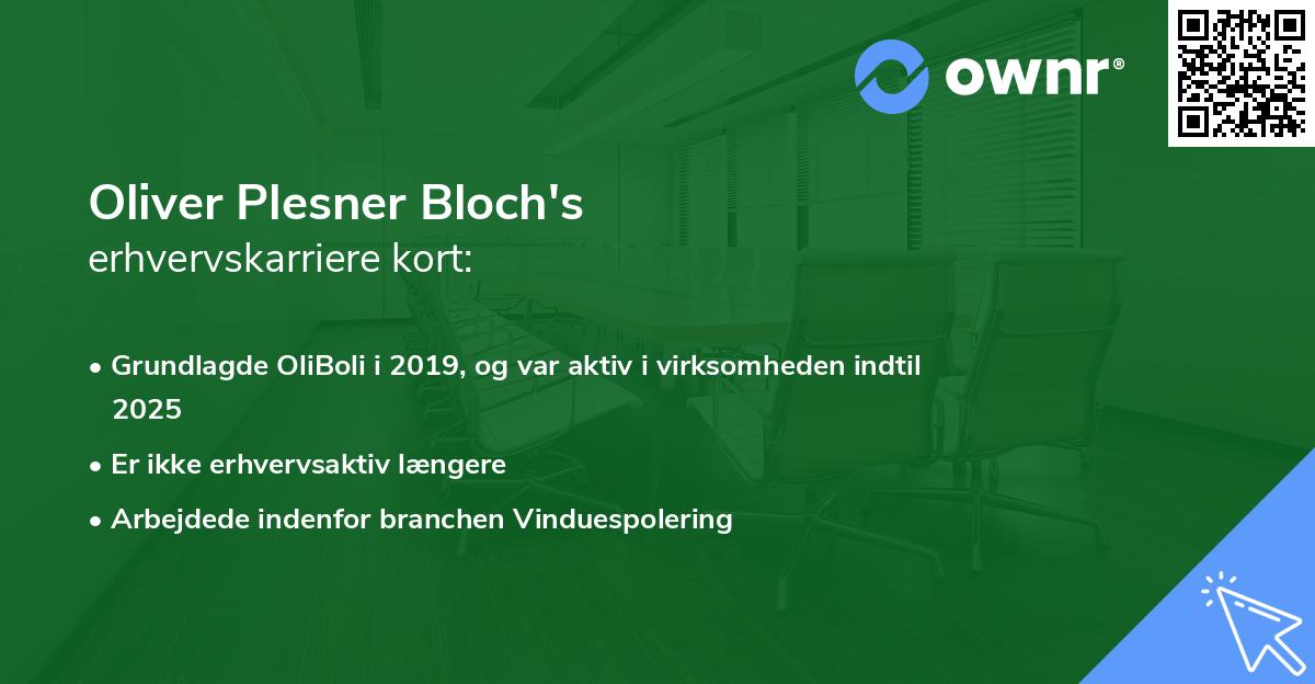 Oliver Plesner Bloch's erhvervskarriere kort