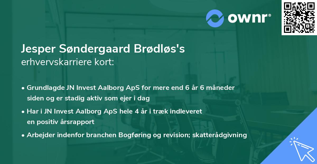 Jesper Søndergaard Brødløs's erhvervskarriere kort