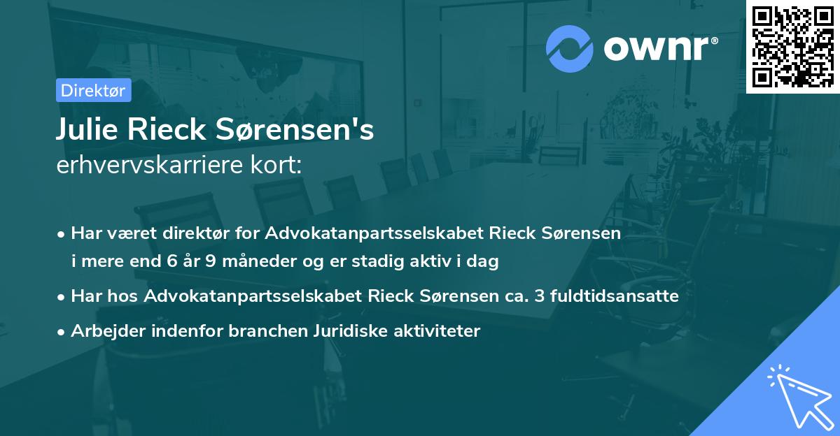 Julie Rieck Sørensen's erhvervskarriere kort