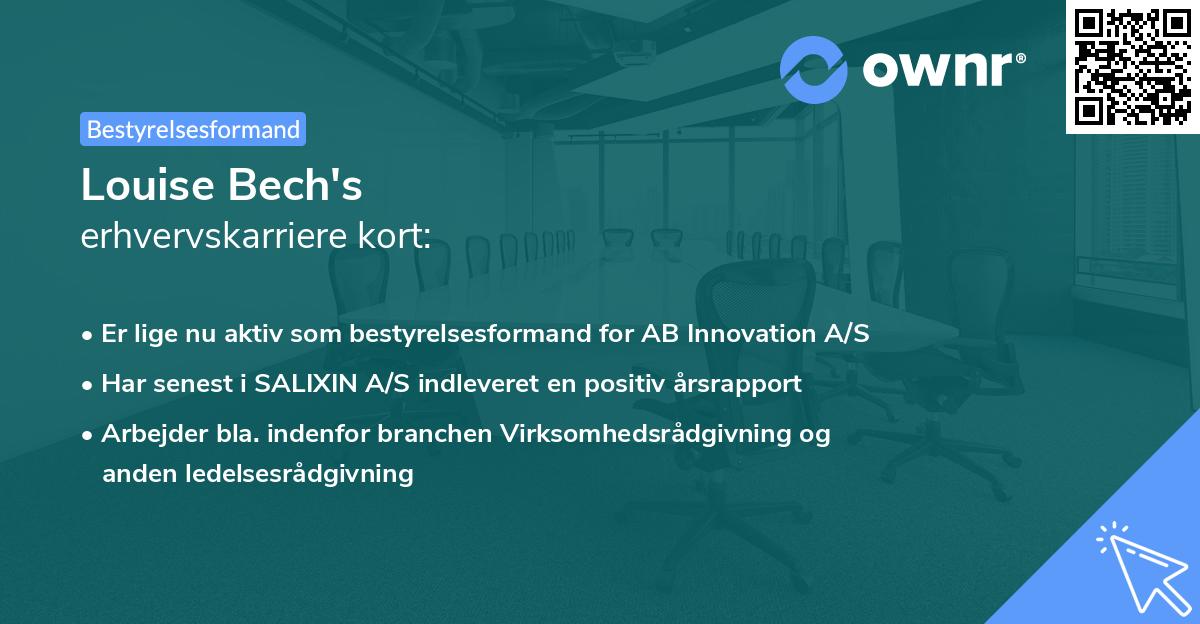 Louise Bech's erhvervskarriere kort