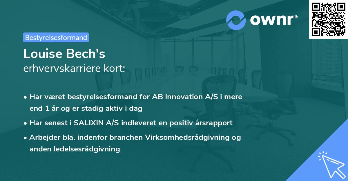 Louise Bech's erhvervskarriere kort