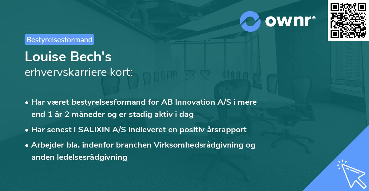 Louise Bech's erhvervskarriere kort